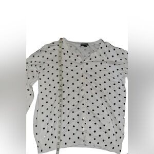 George white and black polka dot button up